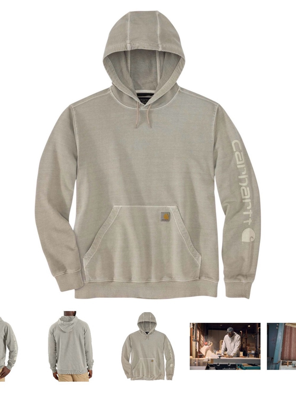 Carhartt Men's Pullover Hoodie in Light Olive Gray